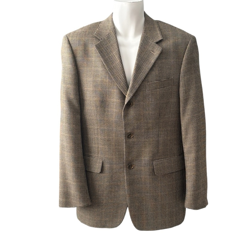 Wool Touch Men’s Houndstooth Wool Blend Blazer 40R - Dark Academia